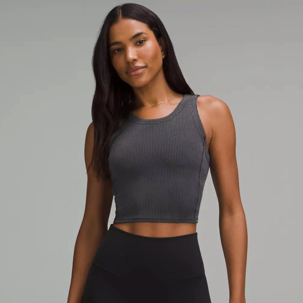 NWT Lululemon Softstreme Cropped Tank Top // Black Gray // Sz 4